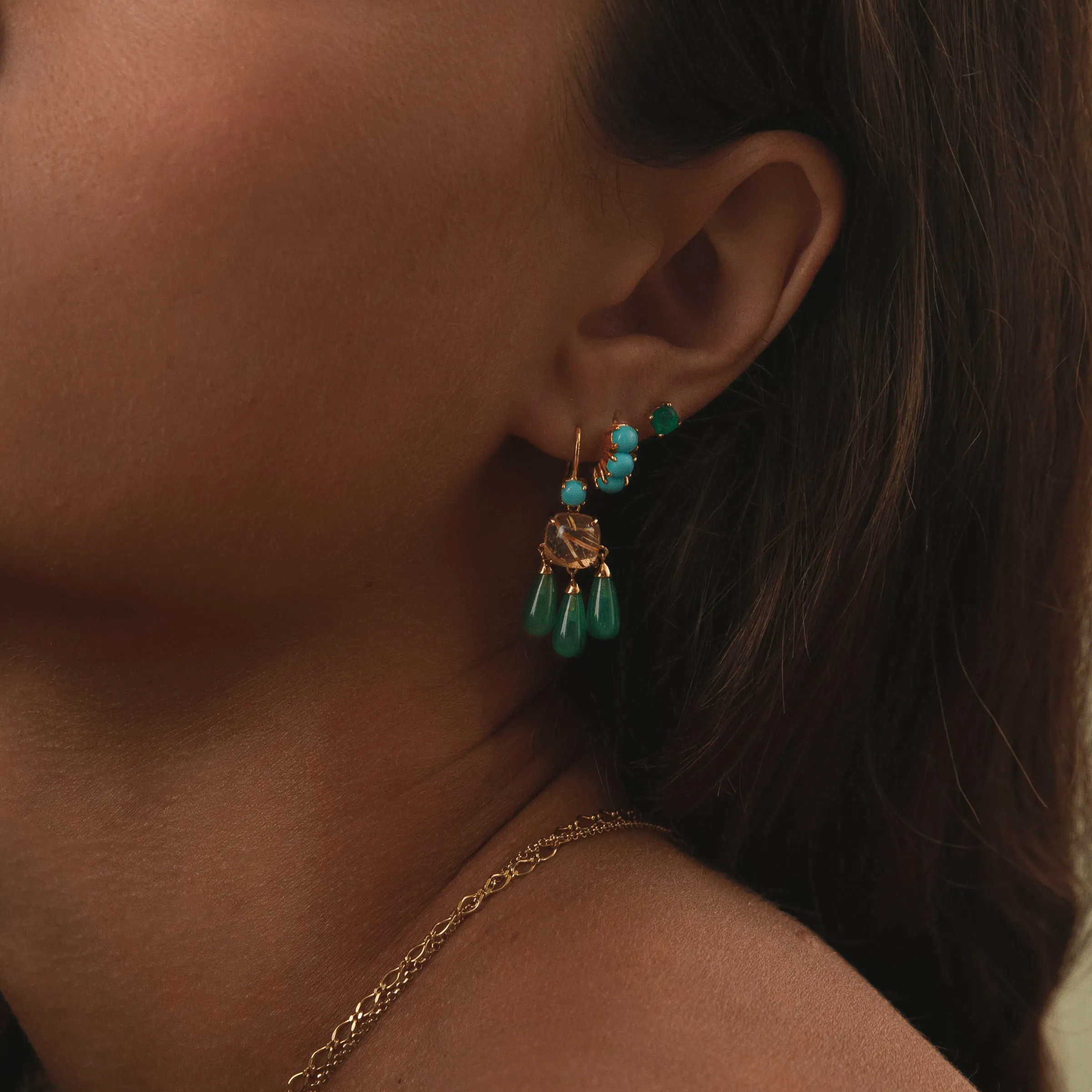PASHA mini 18K Gold Plated Hoop w. Turquoise