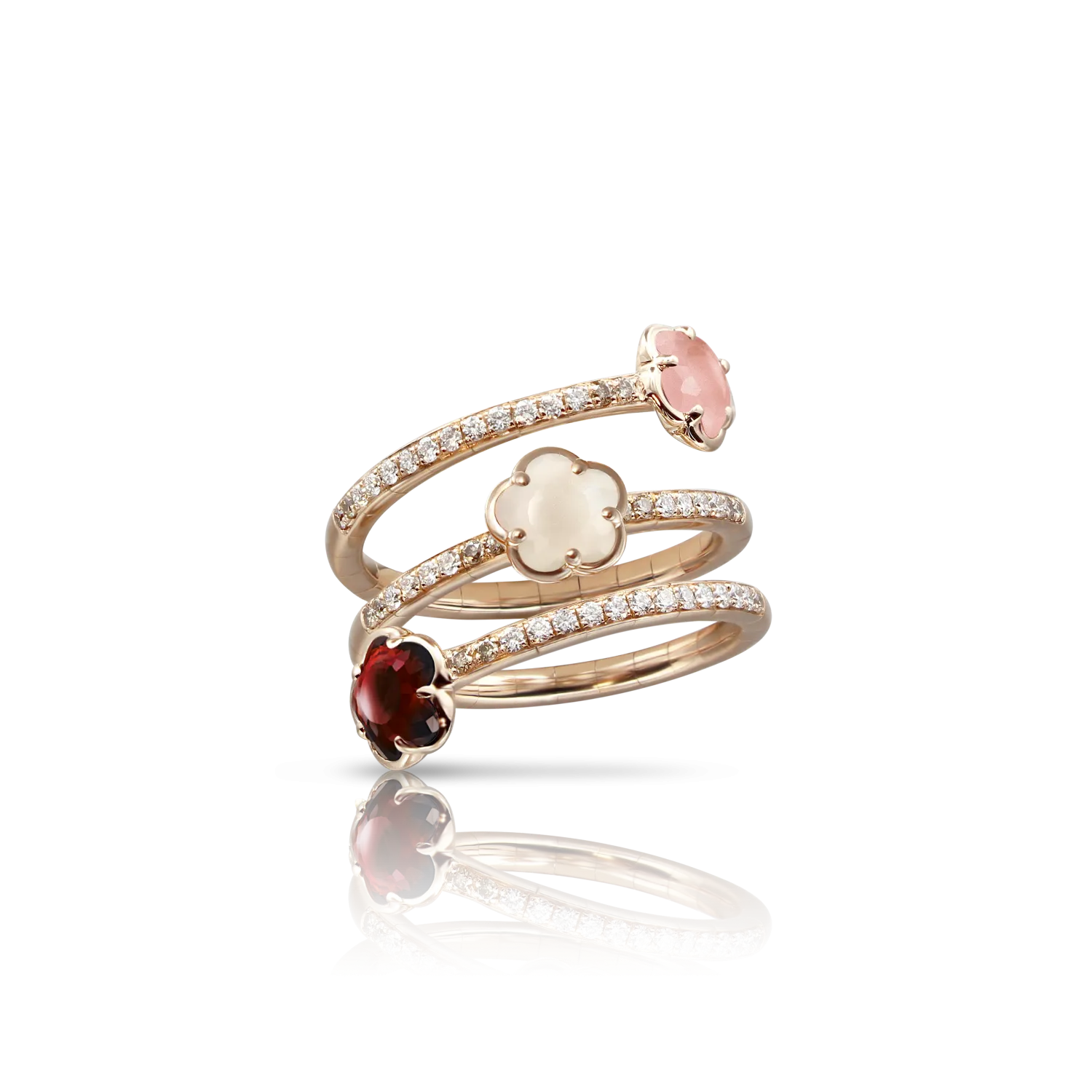 Pasquale Bruni Figlia Dei Fiori 18ct Rose Gold Diamond Gemstone Twist Ring
