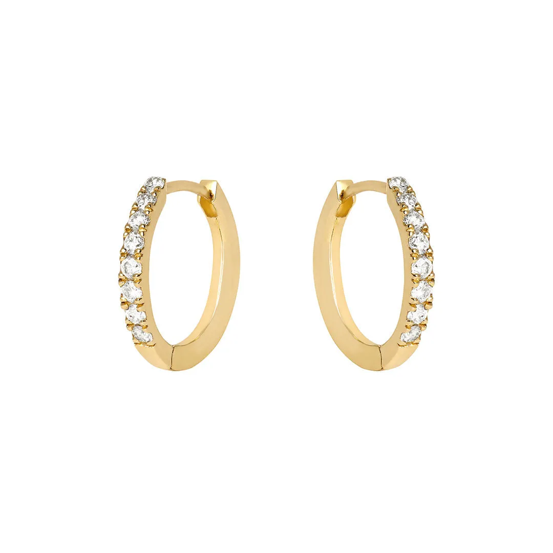 Pave Huggie 18K Gold Huggie w. Diamonds