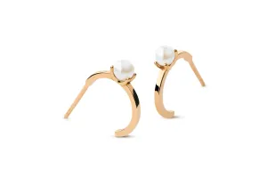 Pearl 14K Gold Huggie