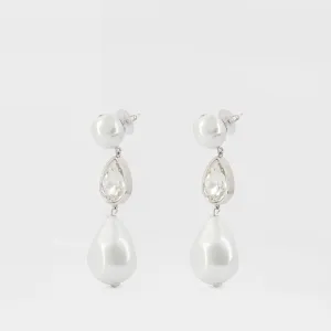 Pearl Crystal Droplet Earrings - SELF PORTRAIT - Others - White