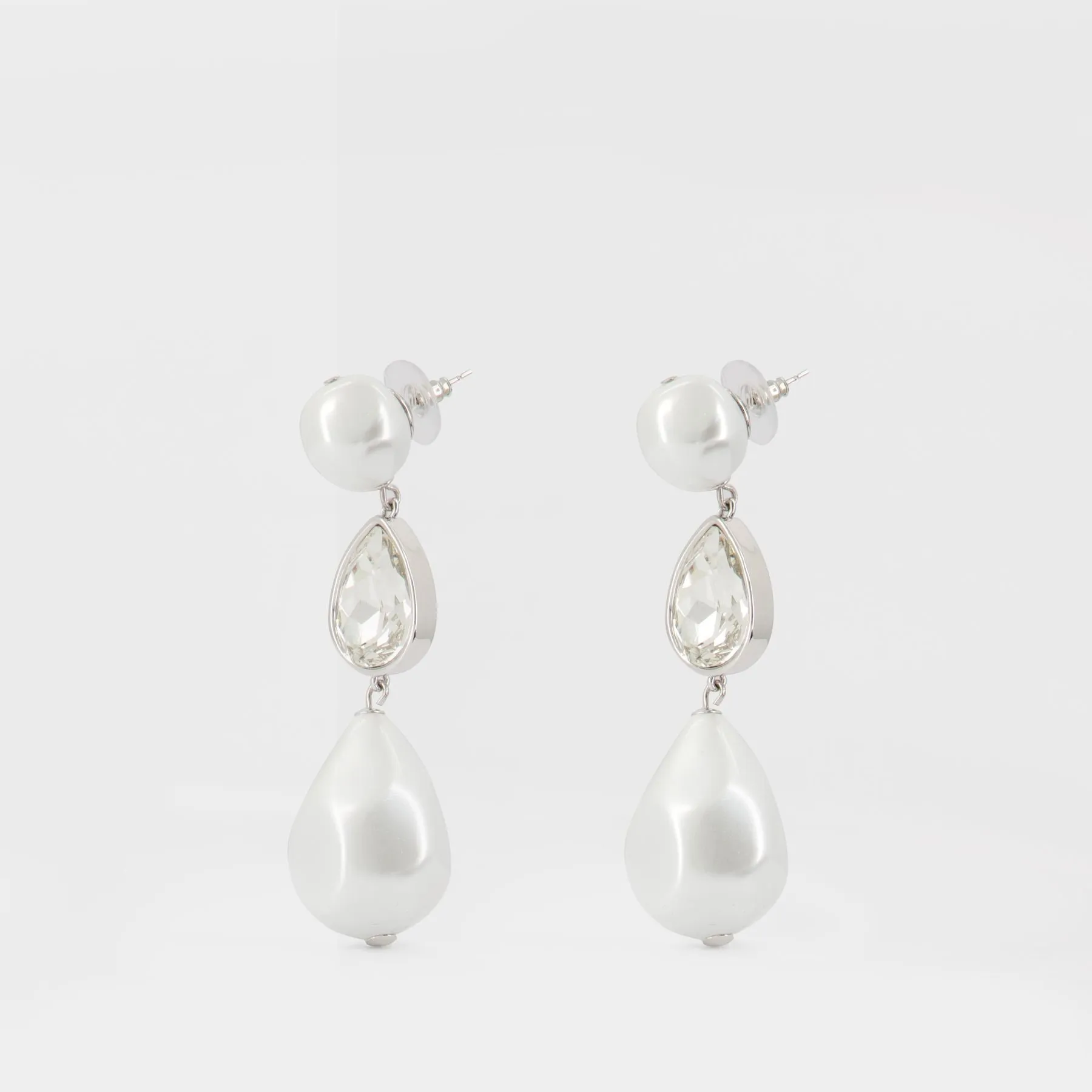 Pearl Crystal Droplet Earrings - SELF PORTRAIT - Others - White