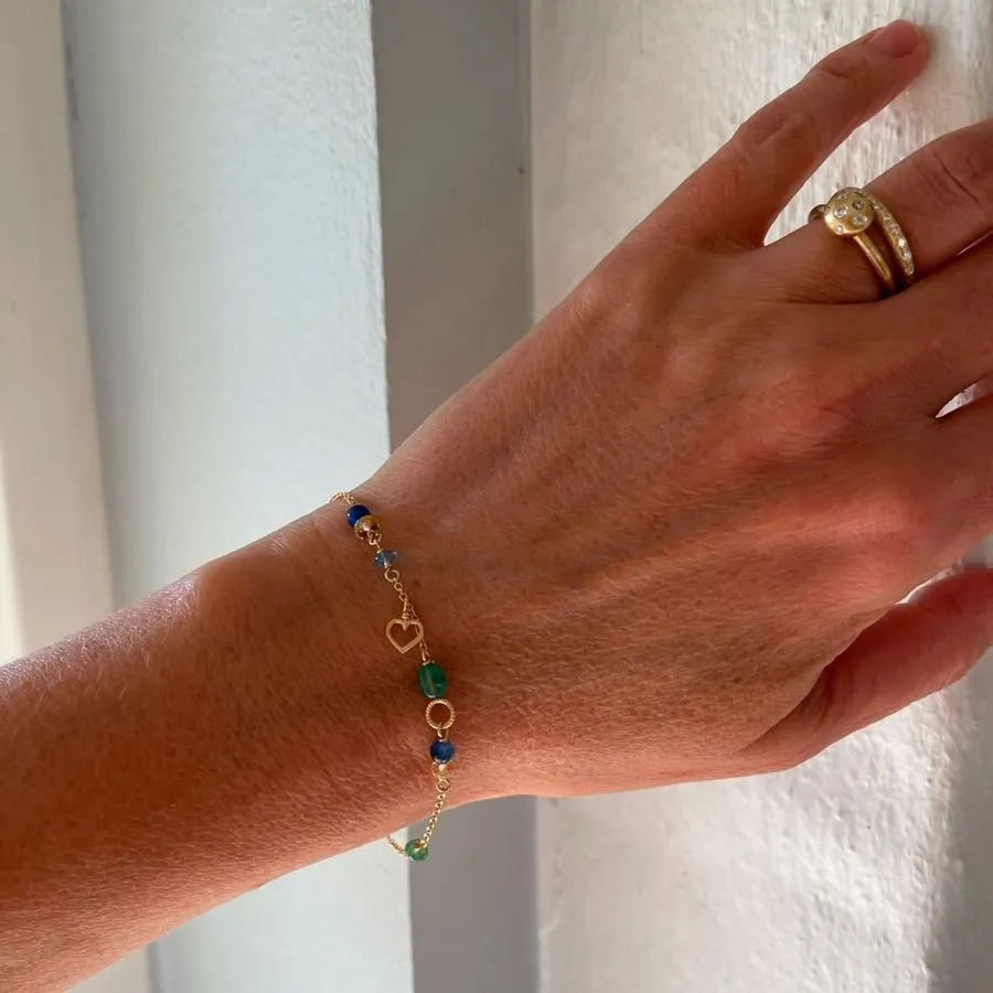 Piccolo Sea Breeze 18K Silver Bracelet w. Gemstones