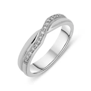 Platinum 0.08ct Diamond Brilliant Cut Crossover Ring