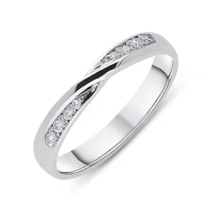 Platinum 0.08ct Diamond Brilliant Cut Crossover Wedding Ring