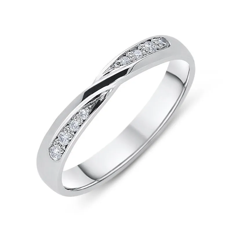 Platinum 0.08ct Diamond Brilliant Cut Crossover Wedding Ring