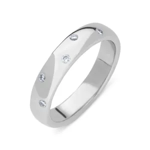 Platinum 0.11ct Diamond Five Stone Court Shaped Wedding Ring