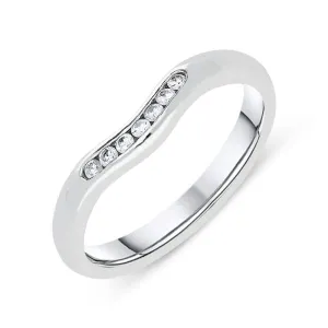 Platinum 0.12ct Diamond Curved Wedding Ring D