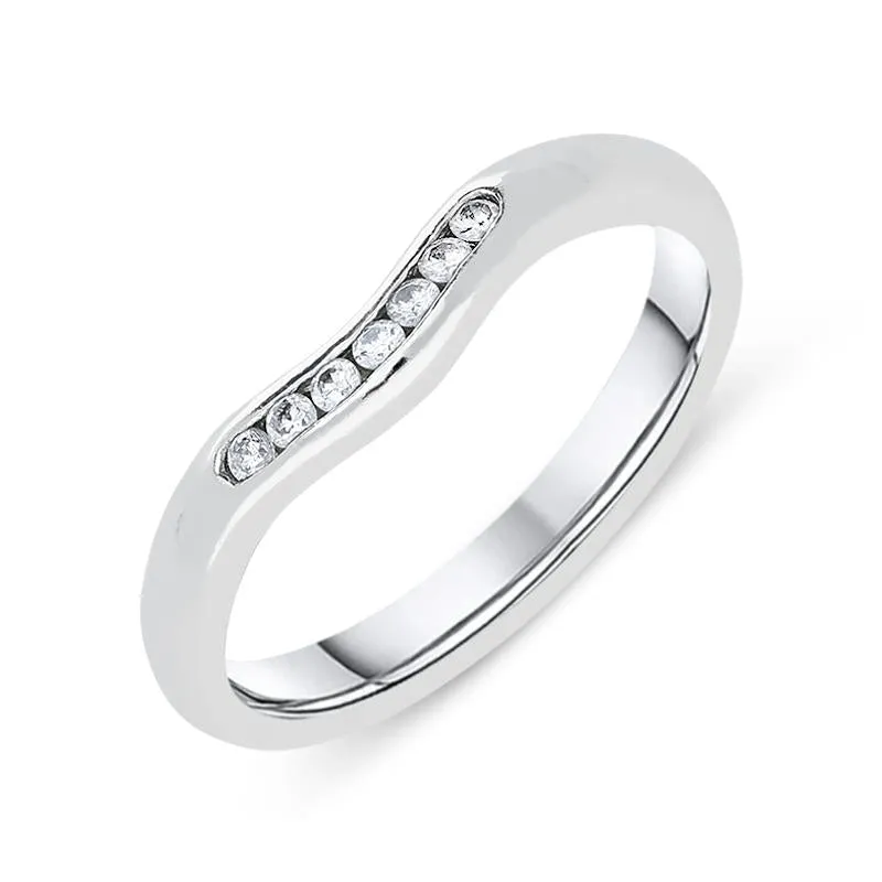 Platinum 0.12ct Diamond Curved Wedding Ring D
