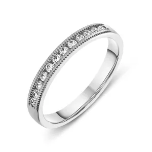 Platinum 0.20ct Diamond Millgrain Edged Half Eternity Ring