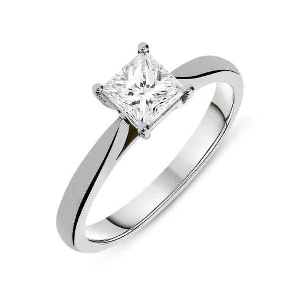 Platinum 0.26ct Diamond Princess Cut Solitaire Ring