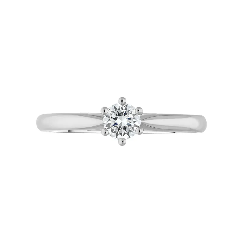 Platinum 0.26ct Diamond Round Brilliant Cut Six Claw Solitaire Ring