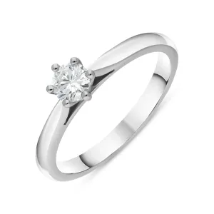 Platinum 0.26ct Diamond Round Brilliant Cut Six Claw Solitaire Ring