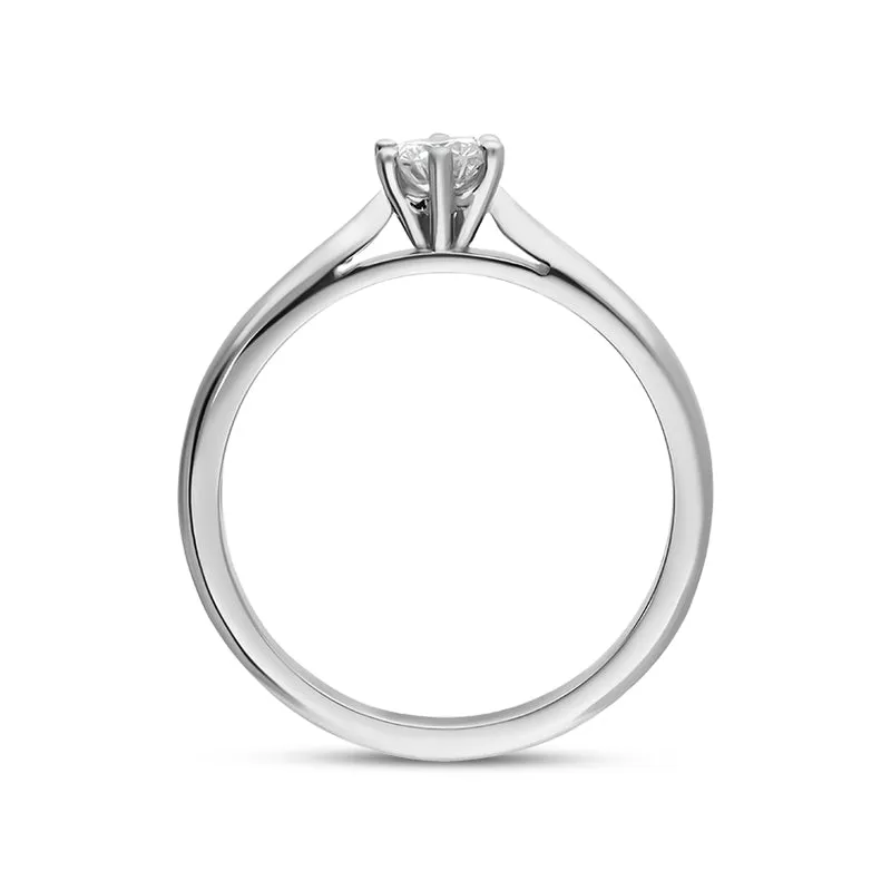 Platinum 0.26ct Diamond Round Brilliant Cut Six Claw Solitaire Ring