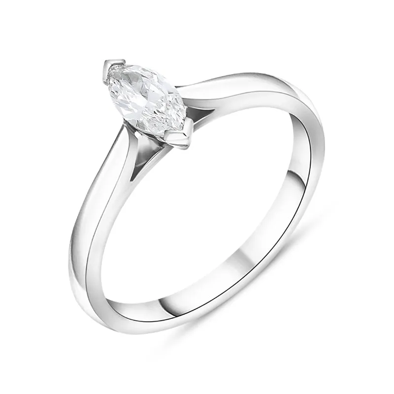 Platinum 0.33ct Diamond Marquise Cut Solitaire Ring