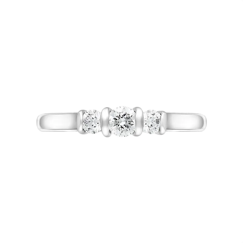 Platinum 0.35ct Diamond Trilogy Bar Set Ring