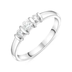 Platinum 0.35ct Diamond Trilogy Bar Set Ring
