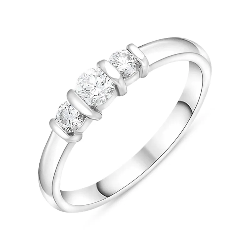 Platinum 0.35ct Diamond Trilogy Bar Set Ring