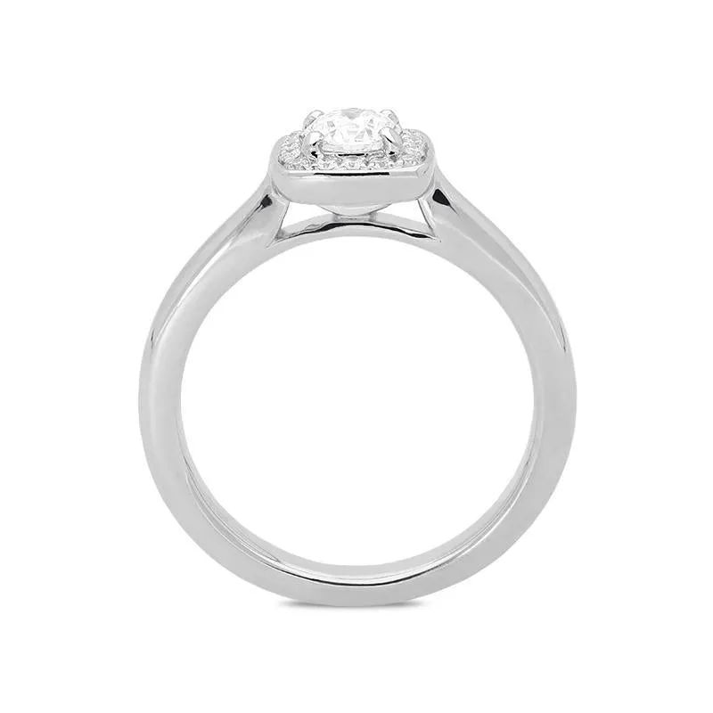 Platinum 0.38ct Diamond Brilliant Cut Cushion Halo Ring