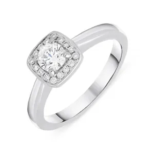 Platinum 0.38ct Diamond Brilliant Cut Cushion Halo Ring