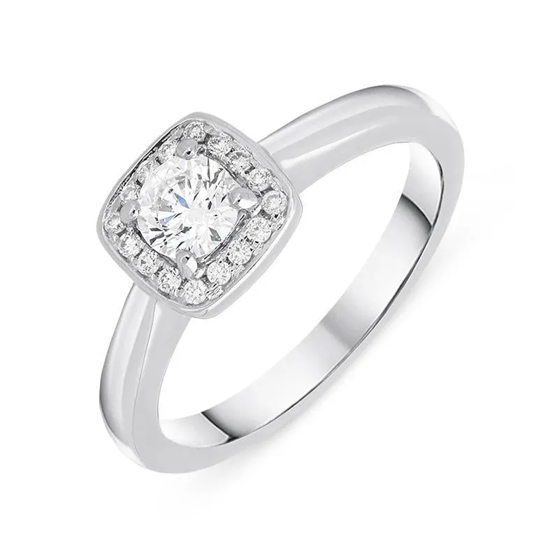 Platinum 0.38ct Diamond Brilliant Cut Cushion Halo Ring
