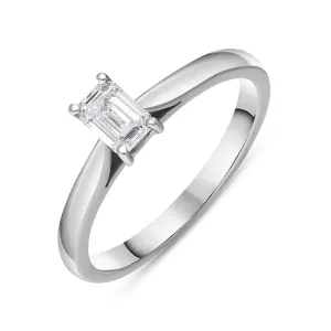 Platinum 0.40ct Diamond Emerald Cut Solitaire Ring