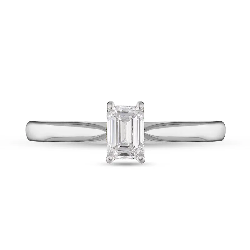 Platinum 0.40ct Diamond Emerald Cut Solitaire Ring