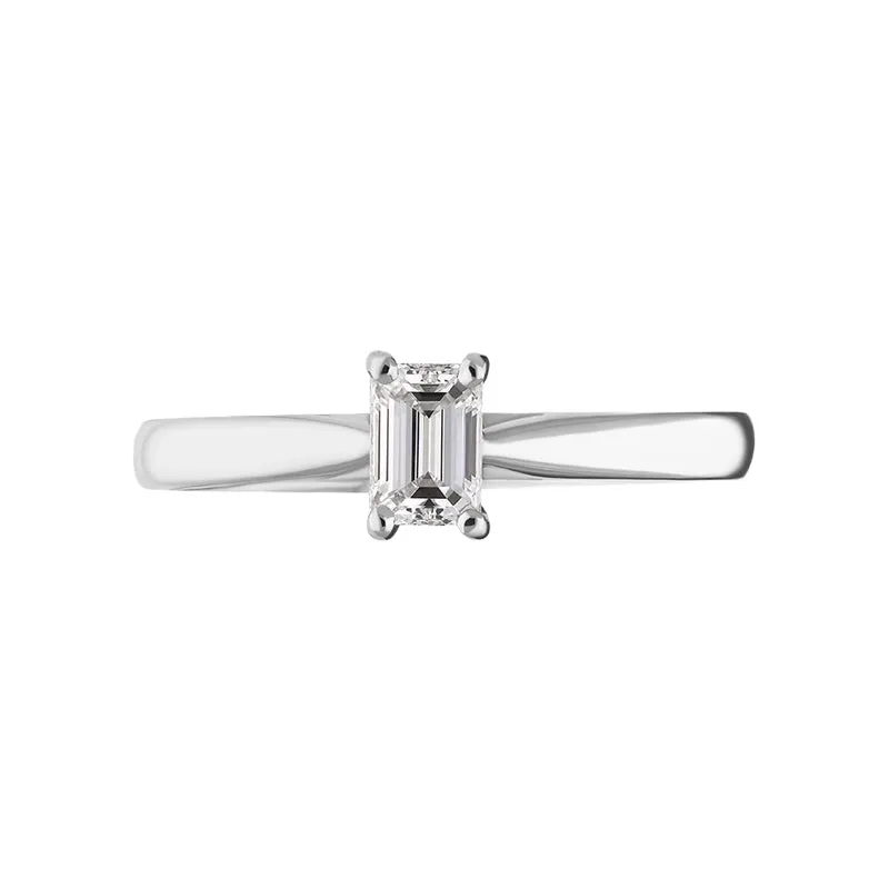 Platinum 0.40ct Diamond Emerald Cut Solitaire Ring