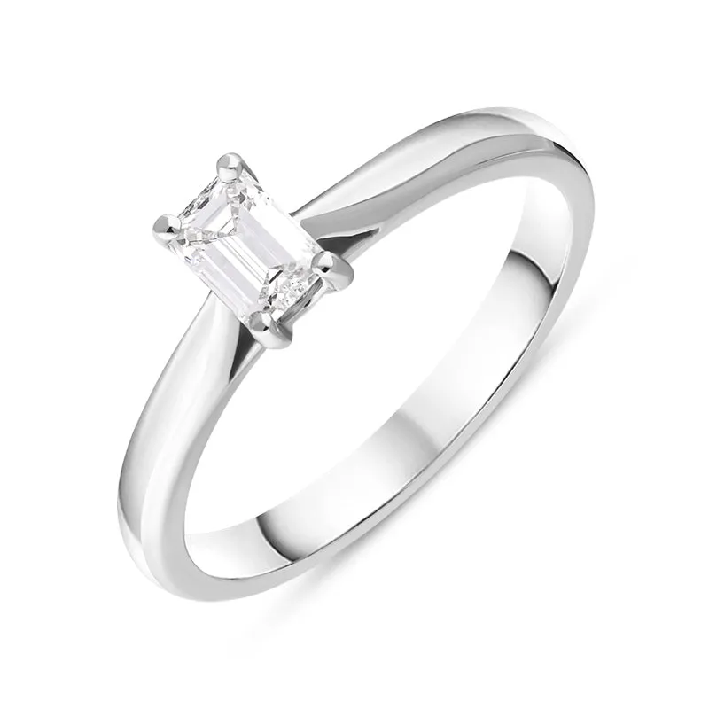 Platinum 0.40ct Diamond Emerald Cut Solitaire Ring