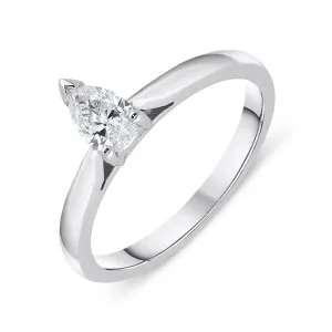 Platinum 0.40ct Diamond Pear Cut Solitaire Ring