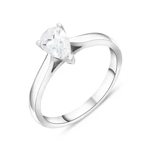Platinum 0.40ct Diamond Pear Cut Solitaire Ring