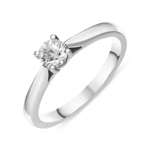 Platinum 0.40ct Diamond Round Brilliant Cut Four Claw Solitaire Ring