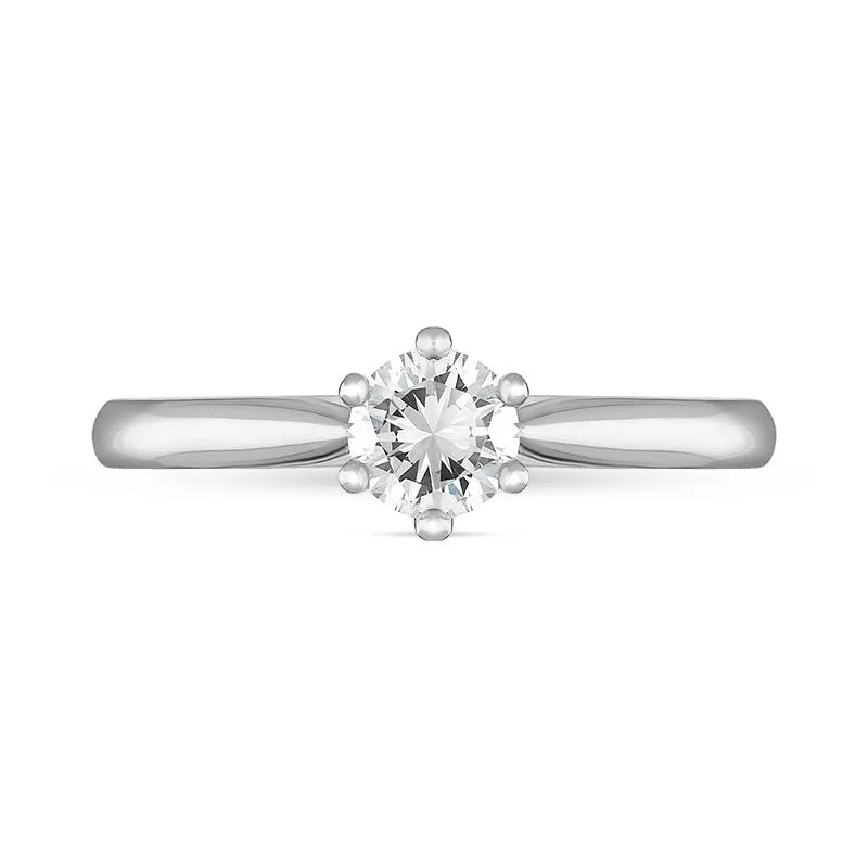 Platinum 0.40ct Diamond Round Brilliant Cut Six Claw Wed Fit Solitaire Ring