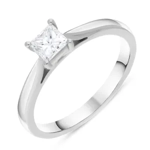 Platinum 0.41ct Diamond Princess Cut Solitaire Ring
