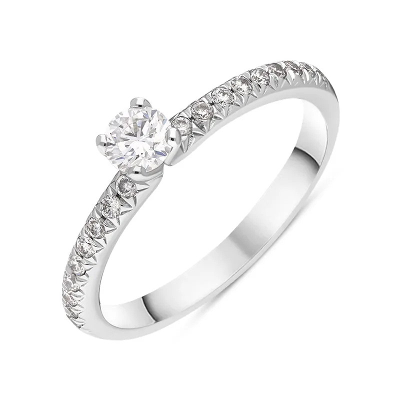 Platinum 0.42ct Diamond Shoulder Solitaire Ring