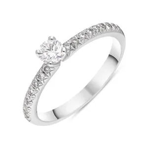Platinum 0.42ct Diamond Shoulder Solitaire Ring