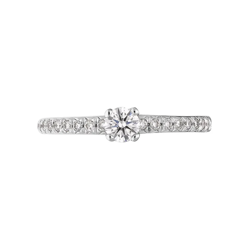 Platinum 0.42ct Diamond Shoulder Solitaire Ring