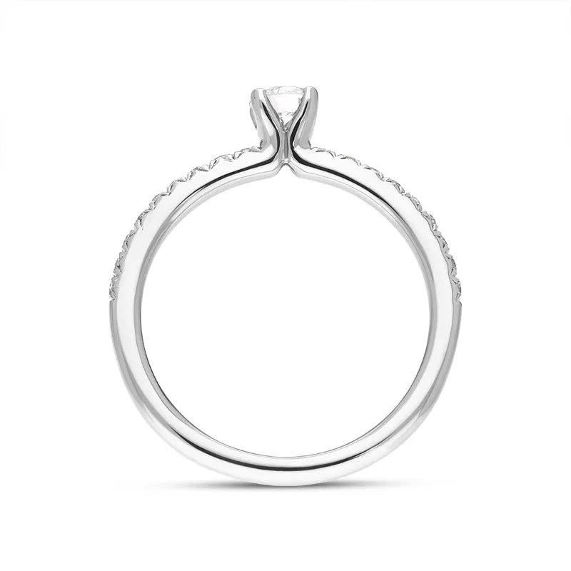 Platinum 0.42ct Diamond Shoulder Solitaire Ring