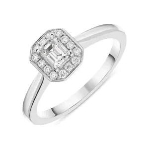 Platinum 0.46ct Diamond Cushion Halo Ring