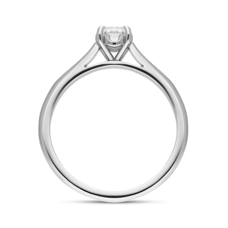 Platinum 0.46ct Diamond Oval Cut Four Claw Solitaire Ring