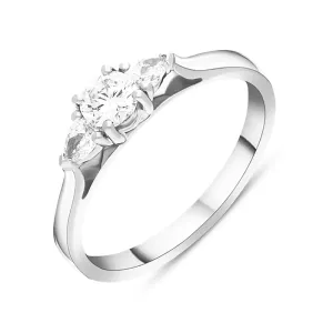 Platinum 0.46ct Diamond Round Brilliant and Pear Cut Three Stone Ring