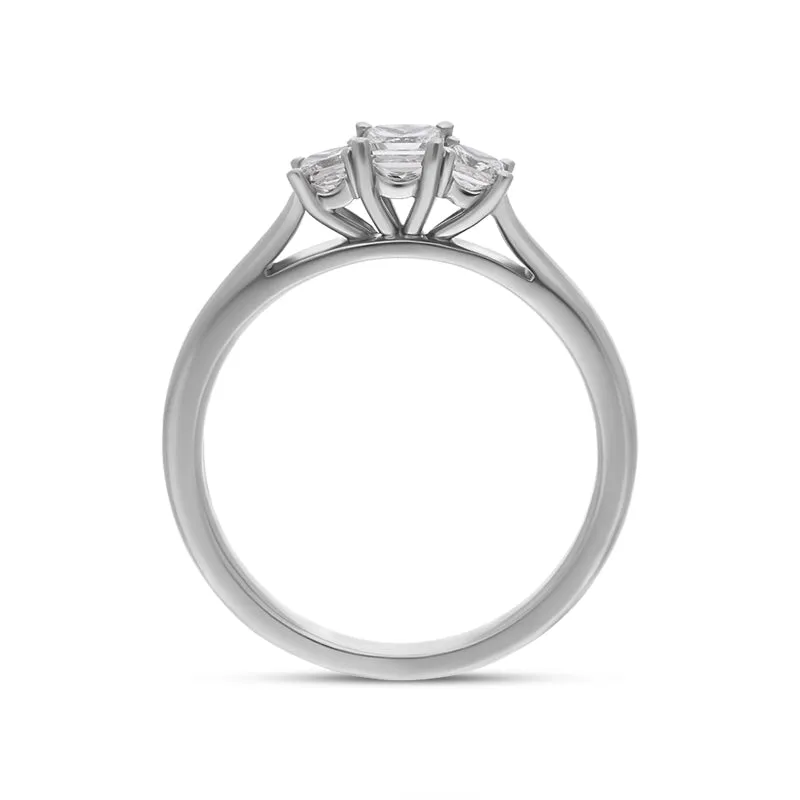 Platinum 0.48ct Diamond Princess Cut Trilogy Ring