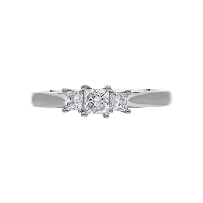 Platinum 0.48ct Diamond Princess Cut Trilogy Ring