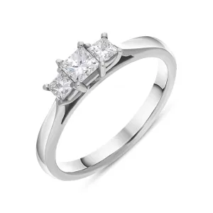 Platinum 0.48ct Diamond Princess Cut Trilogy Ring