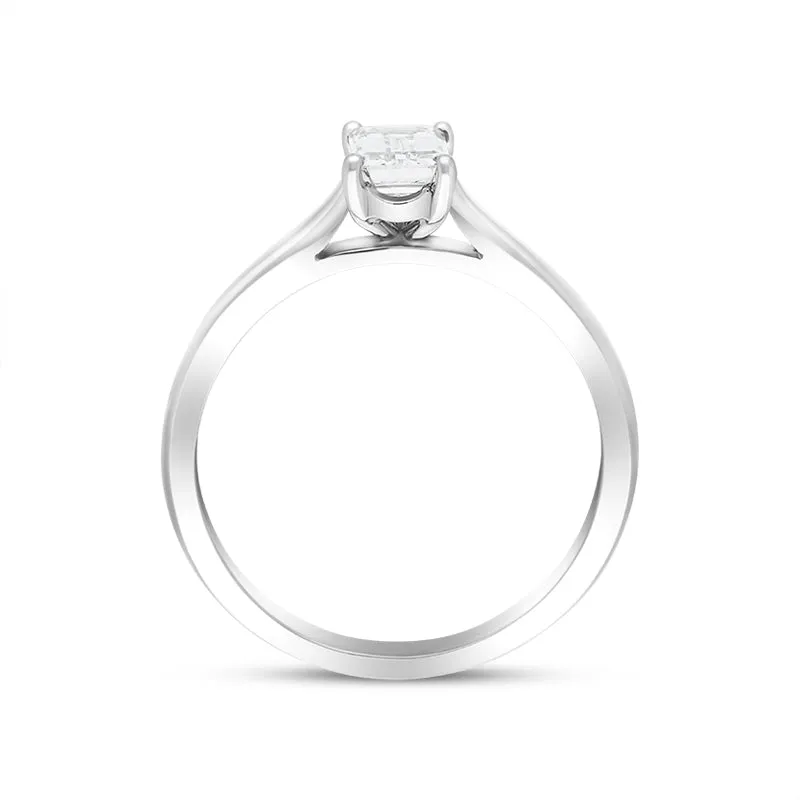 Platinum 0.50ct Diamond Emerald Cut Solitaire Ring