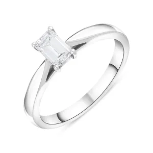 Platinum 0.50ct Diamond Emerald Cut Solitaire Ring