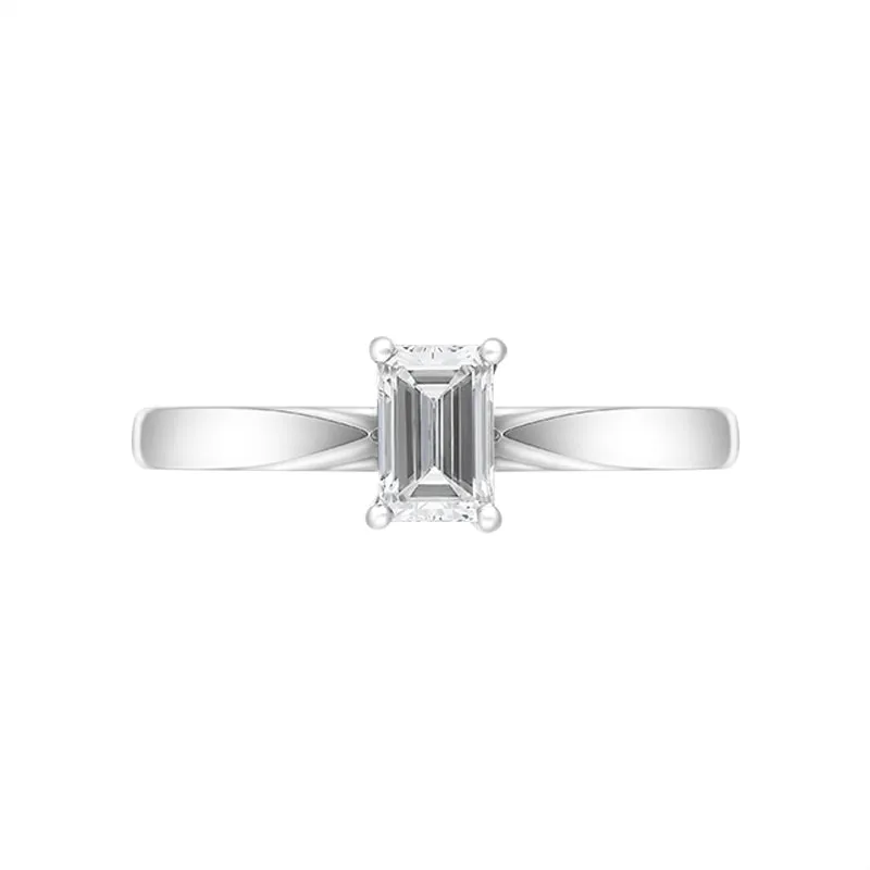 Platinum 0.50ct Diamond Emerald Cut Solitaire Ring