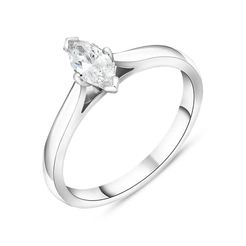 Platinum 0.50ct Diamond Marquise Cut Solitaire Ring