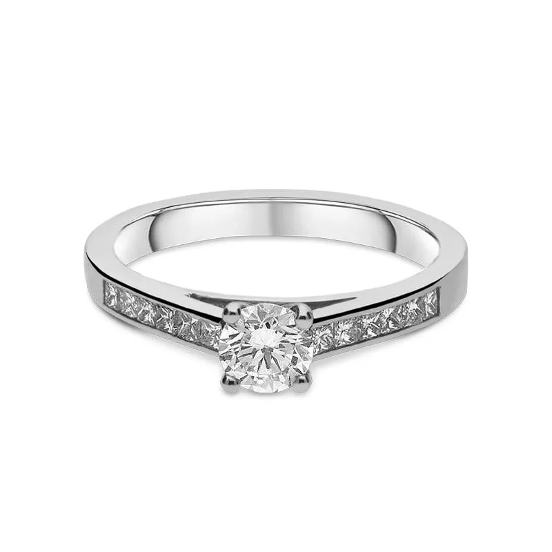 Platinum 0.50ct Diamond Princess Cut Channel Set Solitaire Ring
