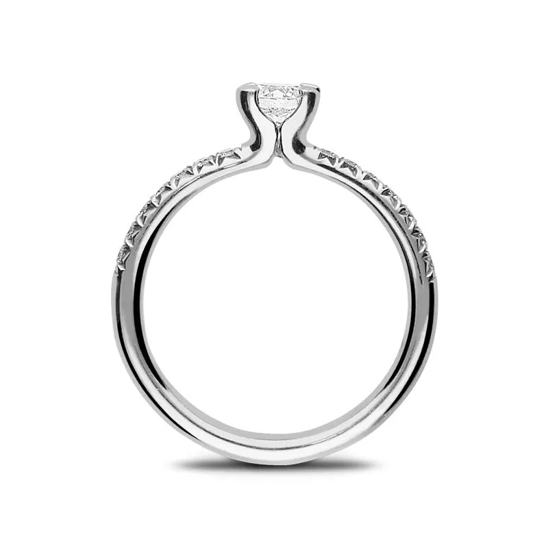 Platinum 0.50ct Diamond Round Brilliant Shoulder Solitaire Ring